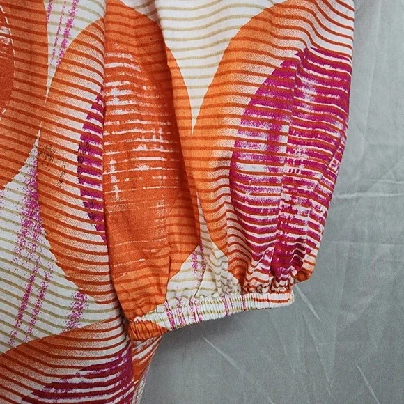 ASHLEY STEWART Size 22/24 Off Shoulder Raglan Sleeve Colorful‎ Cotton Blend Top - Picture 5 of 15